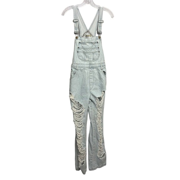 Carmar Light Wash Denim Distressed Jeans Overalls Size Small - Picture 1 of 13